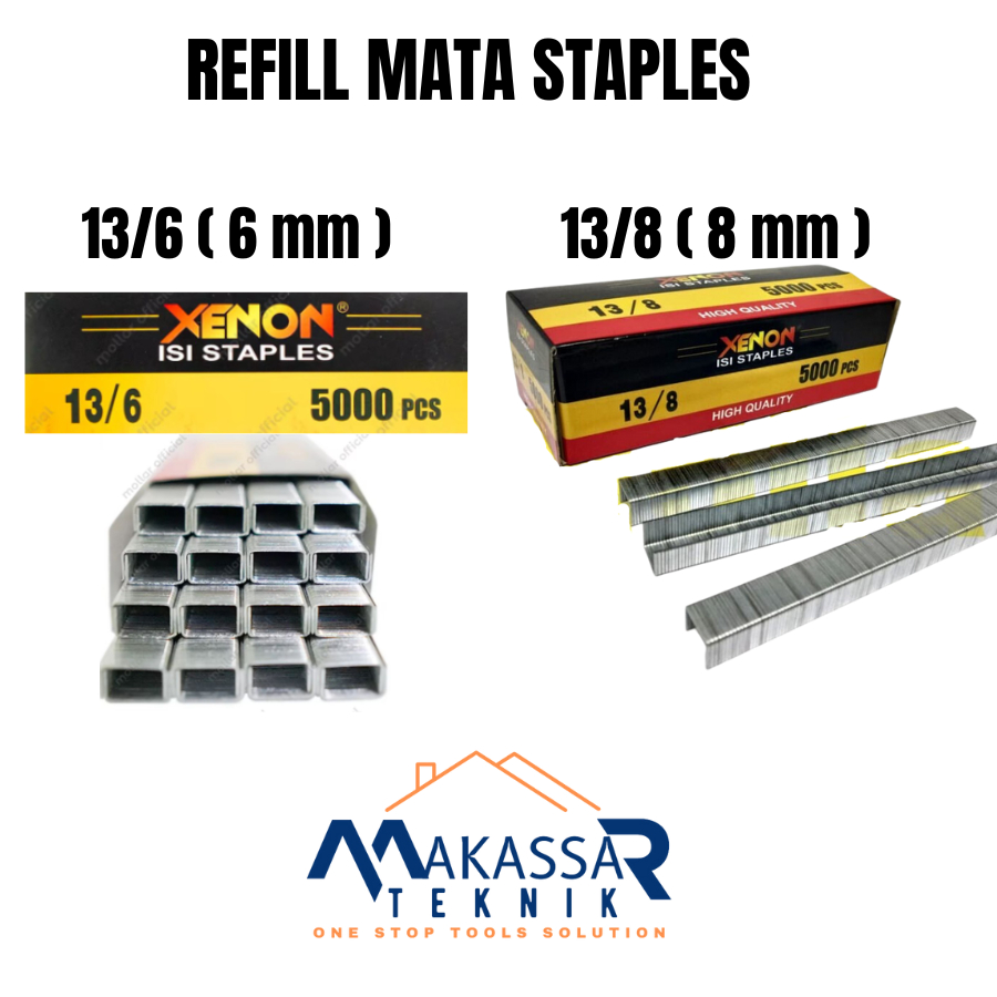 

Refil Isi Mata Staples 13/6 13/8 - Gun Tacker 6mm 8mm Untuk Staples Tipe R23 R-23 XENON
