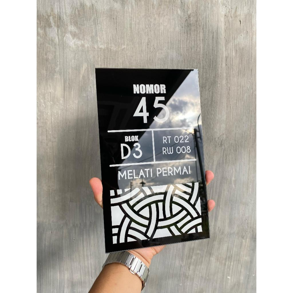 

NOMER RUMAH NOMOR RUMAH AKRILIK CUSTOM TYPE POTRAIT - B / UKURAAN 25CM X 15CM / LASER CUTTING