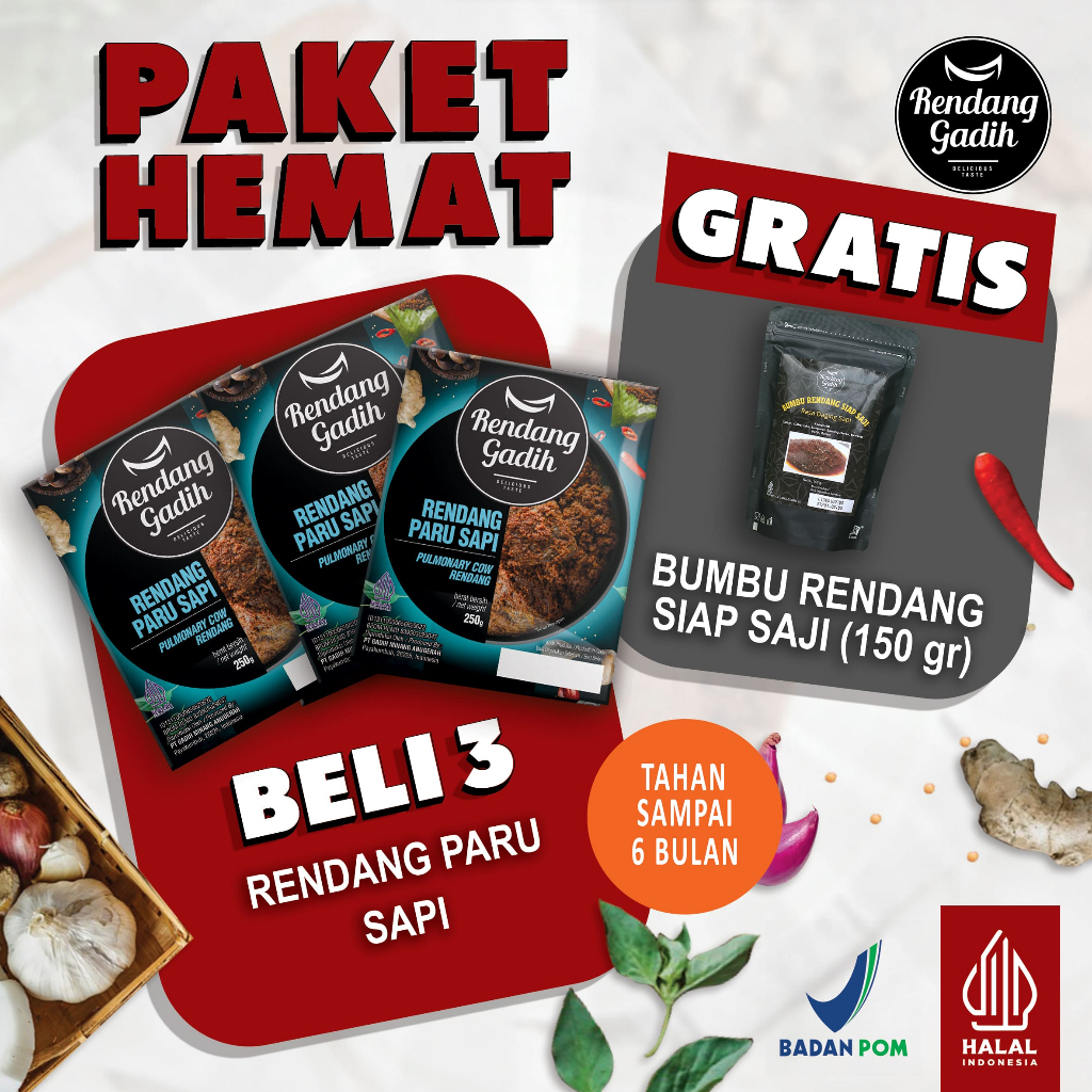 

Rendang Gadih - Paket 3 pcs Paru Sapi @ 250 g