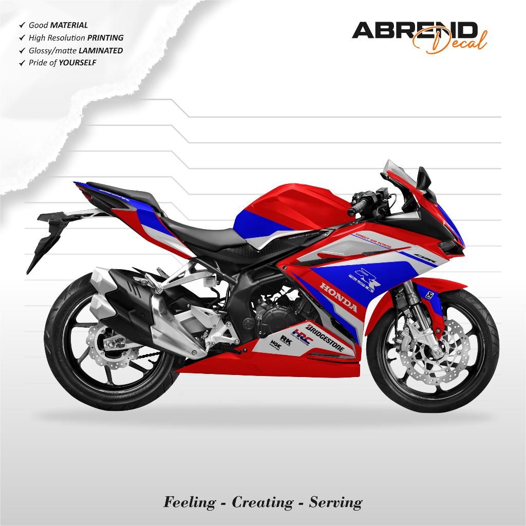 STRIPING CBR 250 RR RWB TRI COLOR / STIKER MOTOR HONDA CBR 250RR OLD DESIGN CUSTOM / STOCK DECAL