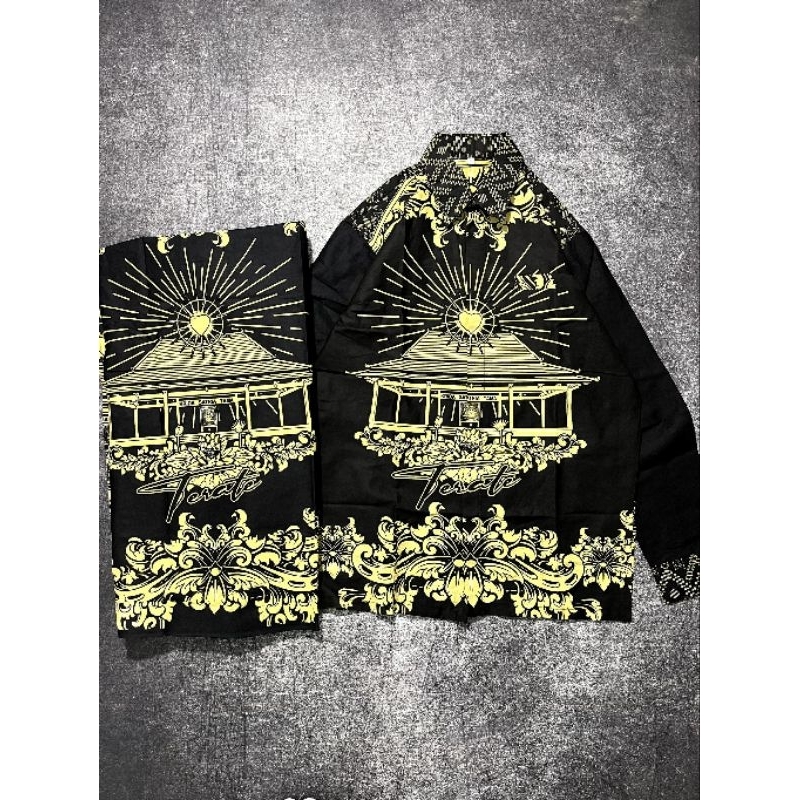 PAKET KEMEJA+SARUNG BATIK PSHT TERATE//KEMEJA BATIK SH TERATE//SARUNG BATIK PADEPOKAN PSHT TERATE