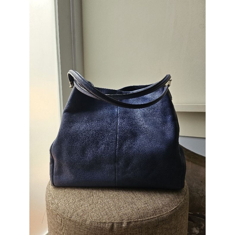preloved coach coc hobo blue kulit asli