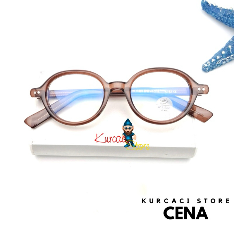 Kurccaistore, Kacamata Minus Retro Cena Pria Wanita Model Bulat Ouval Kecil Photocromic Blueray