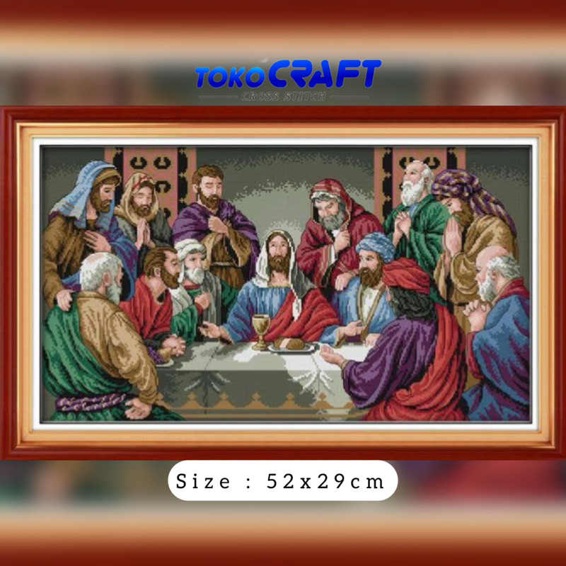Paket Kristik Pola Cetak Kain Last Supper R233, Crossstitch Print Patern Last Supper, Kristik Pola K