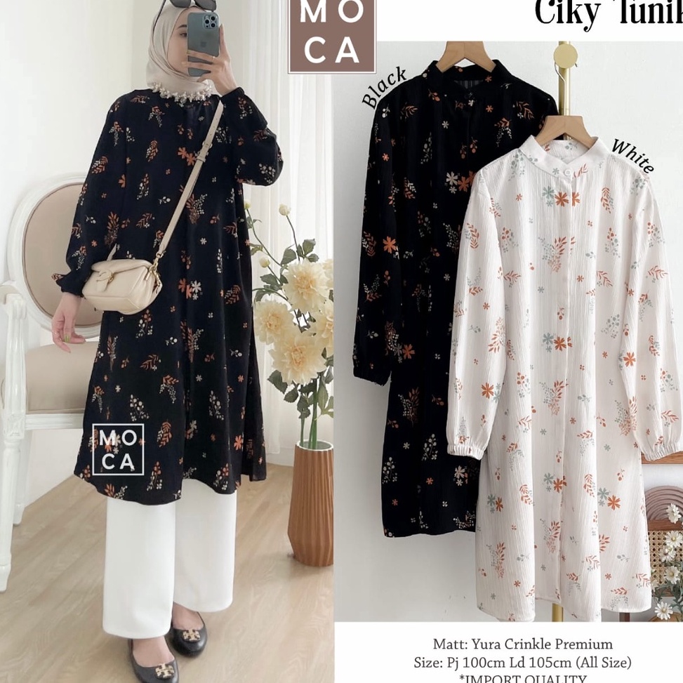 Tidak Diragukan Ciky Tunik by Moca Ld 15 Pj 1 Tunik Bahan Yura Crincle Premium Quality