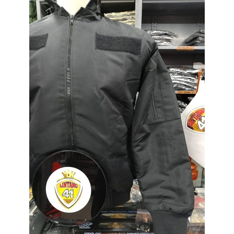 JAKET BOMBER POLRI / JAKET BOMBER JATAH POLRI HITAM KUPLUK
