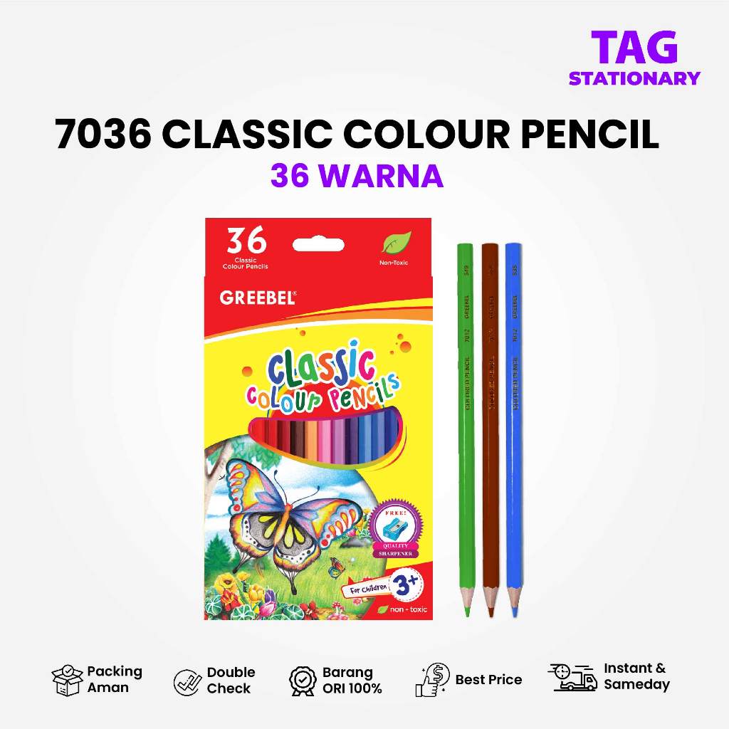 

GREEBEL Pensil Warna 36 Warna / Panjang Color Pencil / Classic Colour 36 Warna (7036)