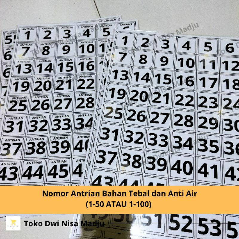 

Nomor Antrian Tahan Air dan Awet Ukuran 5x5 cm