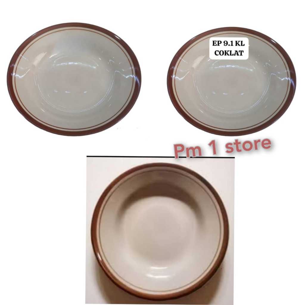 Piring Keramik List Coklat / Piring Makan / Piring Bulat / Piring Keramik