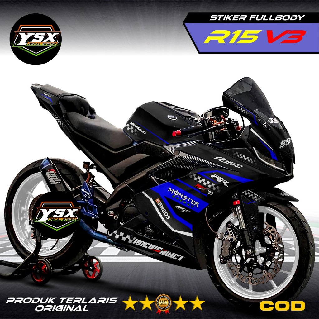Decal R15 V3 Stiker Fullbody Desain Racing Monster - r15 stiker