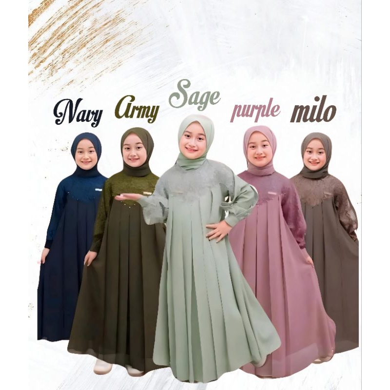 AR - BAJU GAMIS ANAK SET HIJAB PASHMINA INARA kids mix Brukat Syar'i perempuan muslim