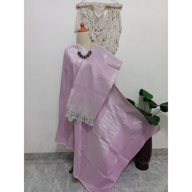 Songket silungkang warna ungu soft silver
