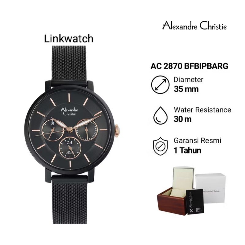 Alexander Christie AC 2870 Jam Tangan wanita Rantai pasir Chronograph Original Garansi Resmi