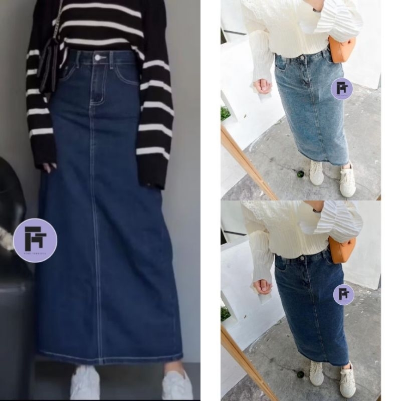 Rok Span Jeans Rok Denim Panjang