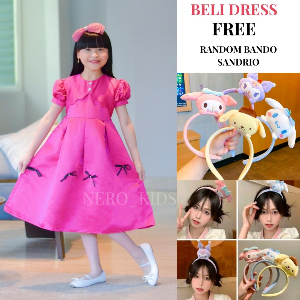( GRATIS BANDO RANDOM SANDRIO ) Dress ultah Adiba anak perempuan usia 3-10 tahun -gaun pesta terbaru
