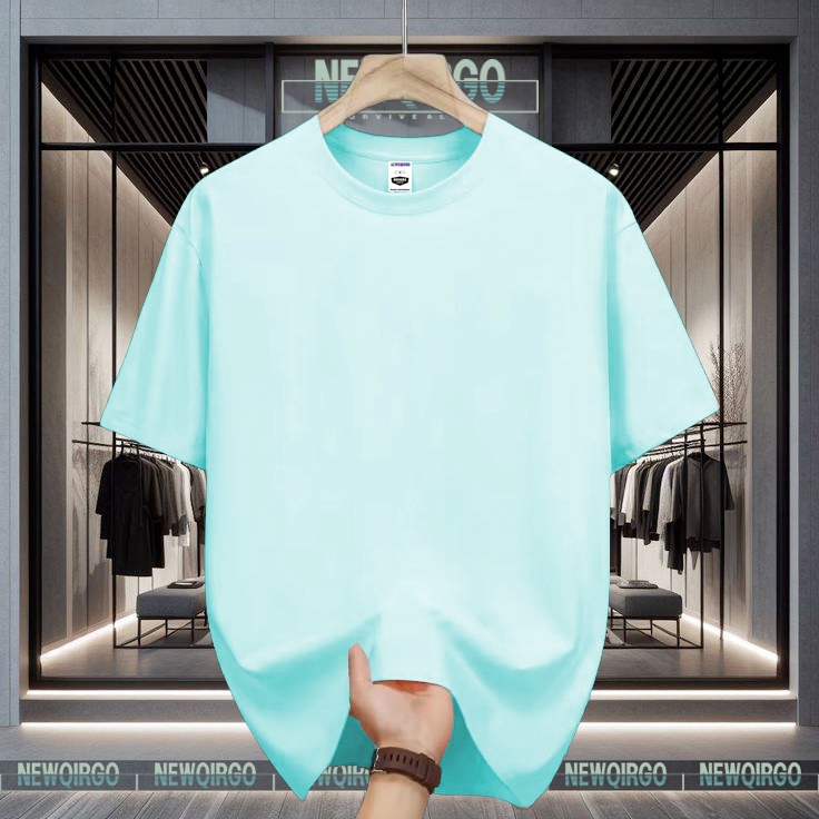 New Qirgo - T Shirt Kaos Pendek Polos Terkeren Katun 24s Premium T-Shirt Biru Muda Unisex