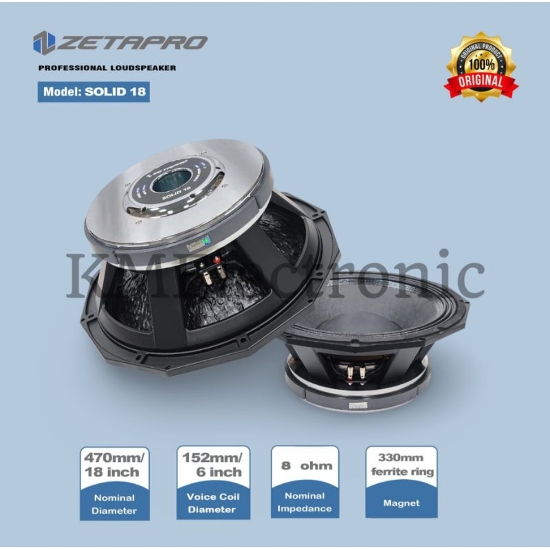 Speaker Komponen 18 inch voice coil 6 inch Zetapro Solid 18 / Zetapro Original