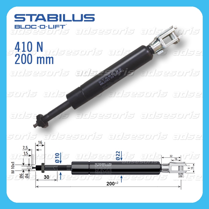 Gas Spring Stabilus Lockable 200mm 410N Block O Lift Panjang 200mm Kekuatan 410N