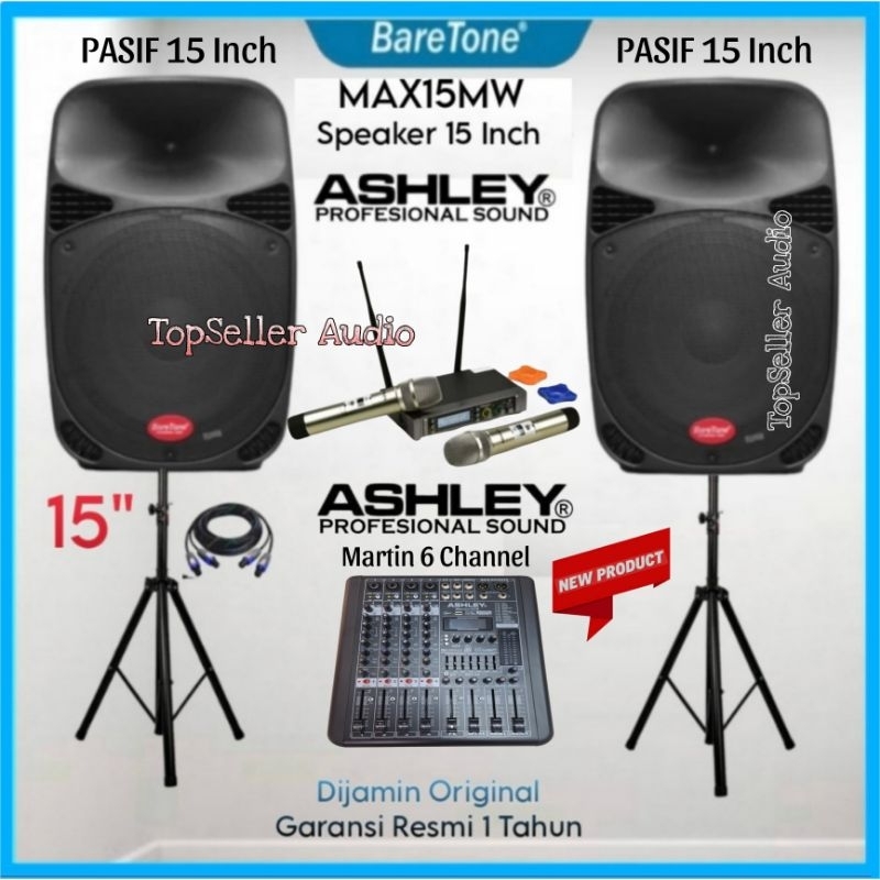 Paket Sound System Karaoke [ Live Musik ] Dll Speaker 15 Inch BareTone MAX15Mw Pasif-Pasif Power Mix