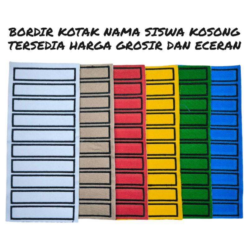 BORDIR ATRIBUT SEKOLAH  KOTAK NAMA SISWA POLOS