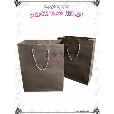 

Paper Bag Polos Hitam 1pcs (Tali Kur) Paper Bag Kado ukuran 20x25cm Paper Bag Warna Hitam Packing Souvenir Wedding
