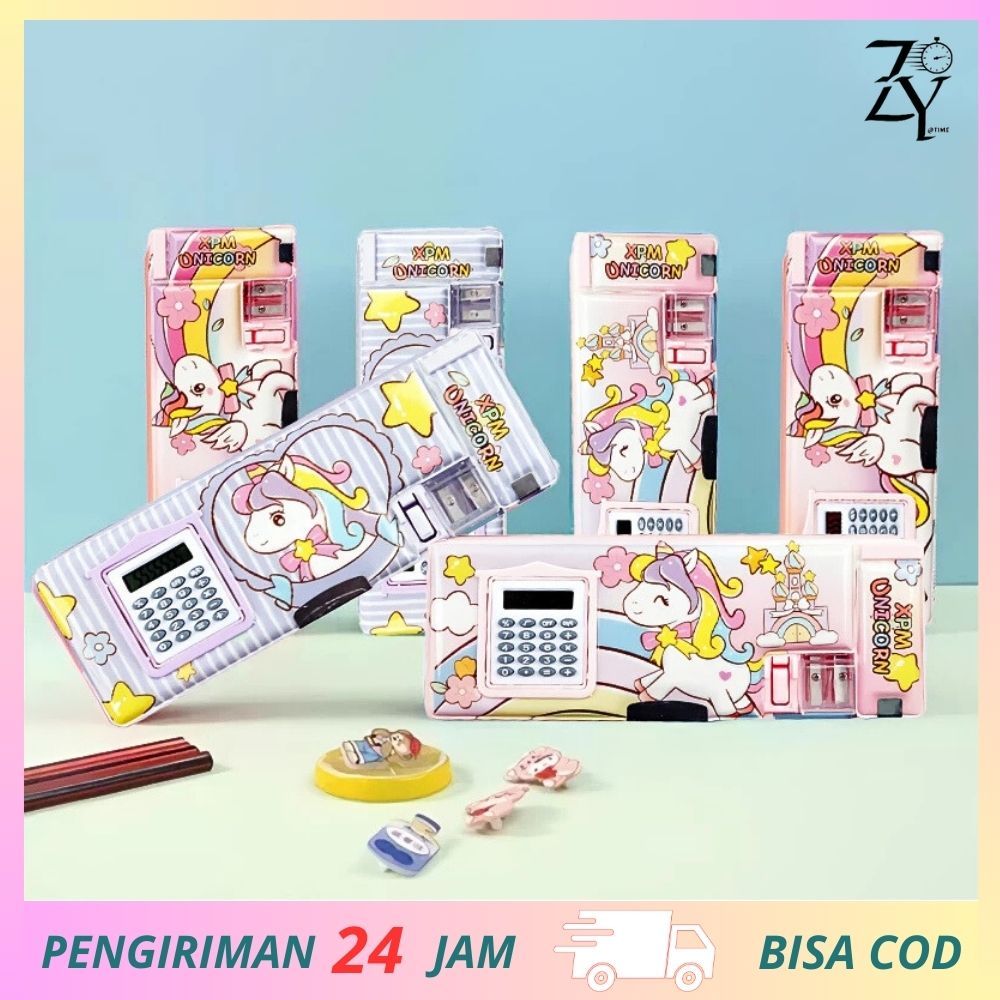 

THE TIME-Tempat Pensil Magnet Karakter Anak Lucu Kalkulator / Pencase Kotak pensil pola unicorn kartun multi -fungsi Kalkulator
