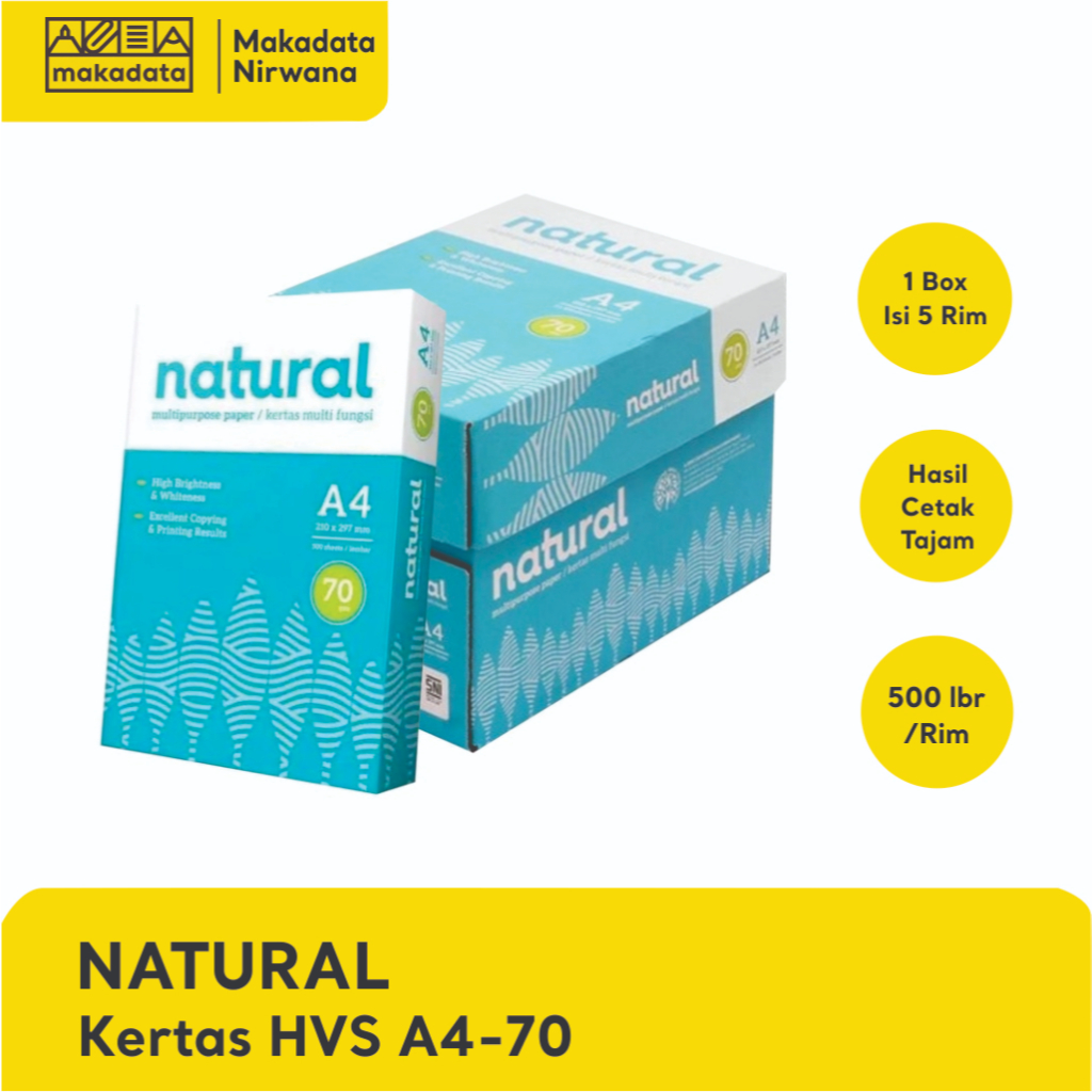 

NATURAL KERTAS HVS/PRINT/FOTO COPY A4-70 (1 BOX)