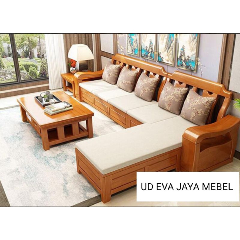 kursi sudut / kursi sudut minimalis ruang tamu / kursi sudut kayu jati ruang tamu / kursi sudut ruan