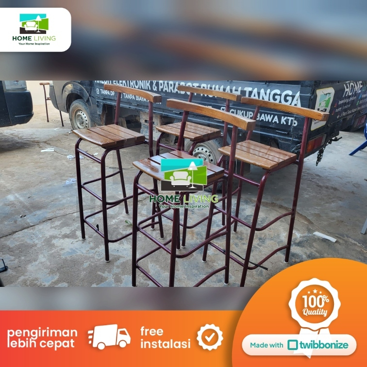 HOMELIVING - Kursi cafe tinggi/Kursi cafe tinggi modern/Kursi bar tinggi/Kursi cafe tinggi kayu/Kurs