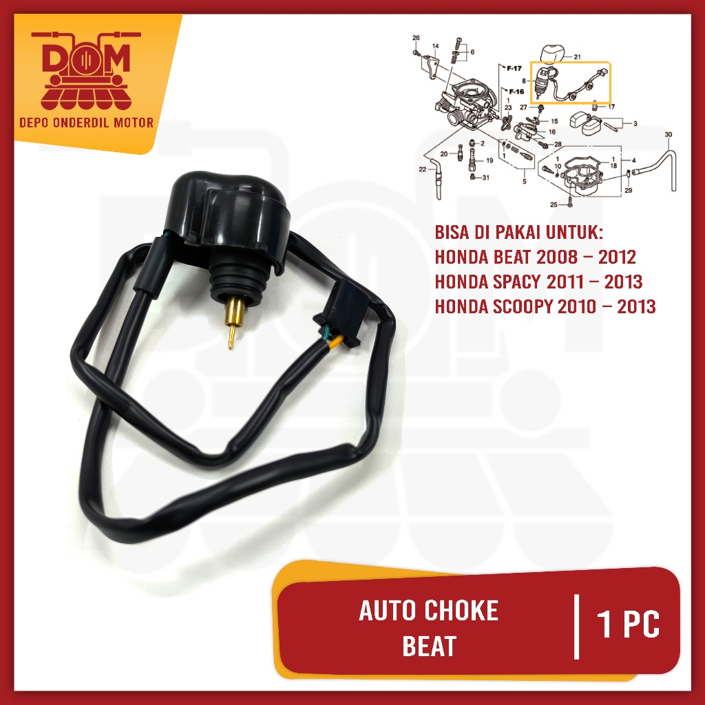 Auto Choke Assy Beat (PSP) By Stater Otomatis Cuk Starter Switch Langsam Honda Scoopy Spacy Karbu