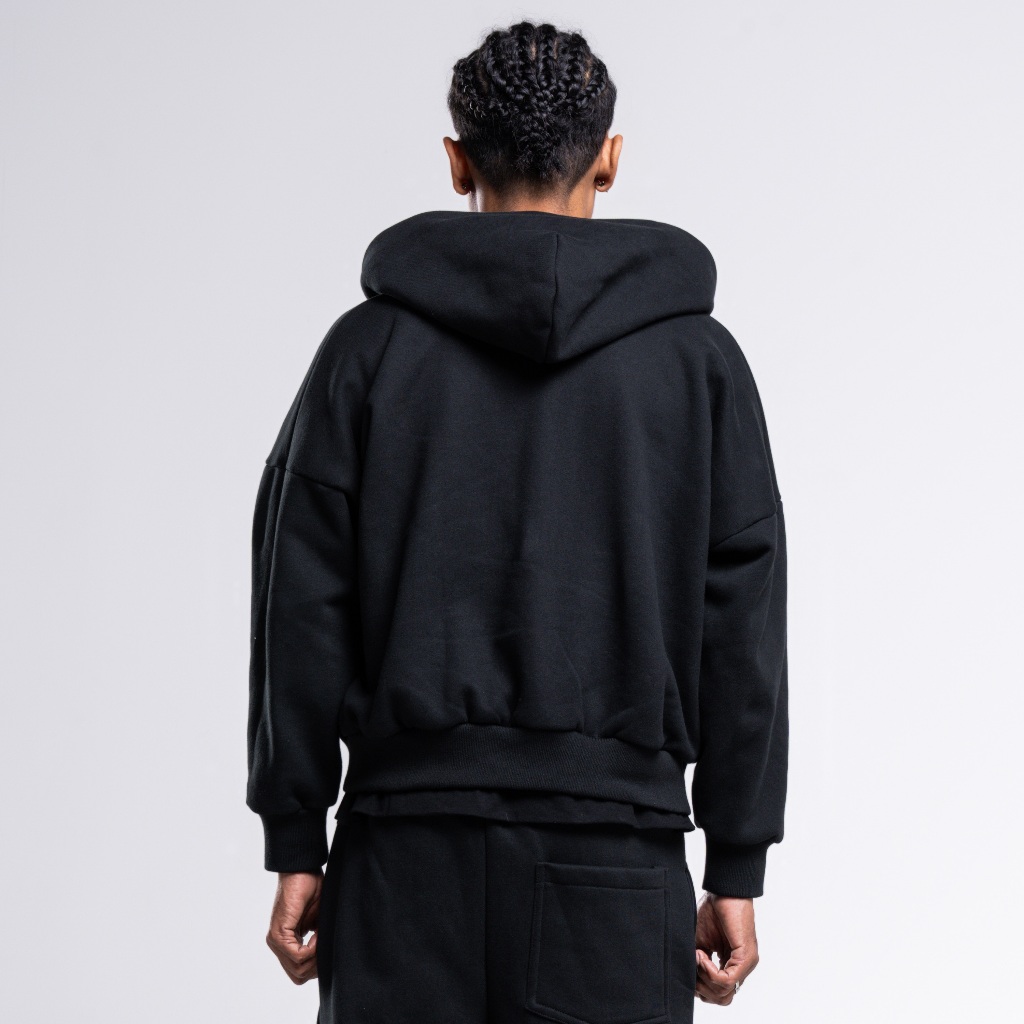JORN - Boxy Double Zip Hitam / Zipper Hoodie Boxy / Zipper Boxy / Zipper Boxy 375gsm / Zipper