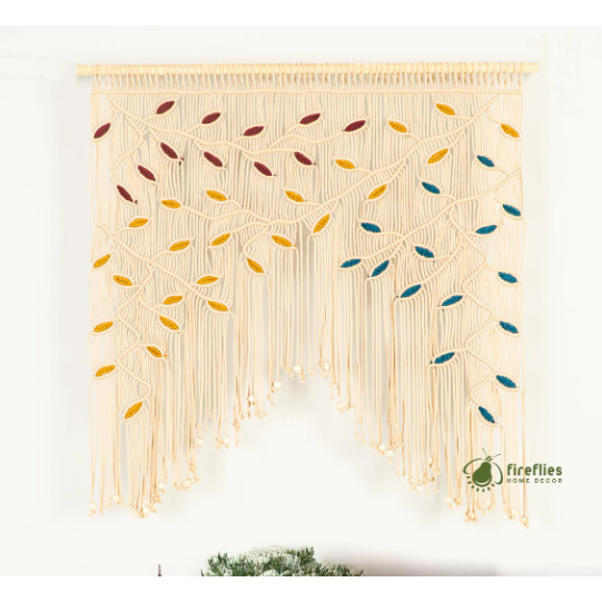 Tirai jendela macrame Dekorasi Kepala Tempat Tidur Tirai Jendela Makrame Daun Tirai Jendela Makrame 