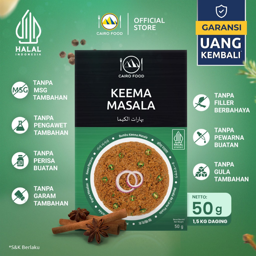 

Bumbu Keema Masala Sehat – Tanpa MSG, 100% Rempah Murni | Cairo Food