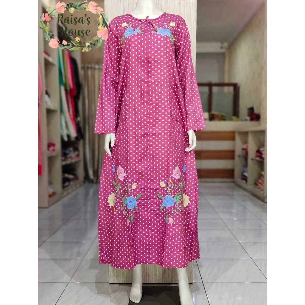 DASTER LONGDRESS BORDIR KHAS MALANG - LENGAN PANJANG I POLKA -  MAGENTA