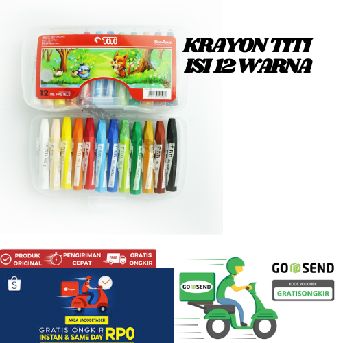 

TITI / JOYKO OIL PASTEL KRAYON MINYAK TI-P-12S 12 WARNA / COLORS CRAYON ANAK SET TERMURAH COMPACT