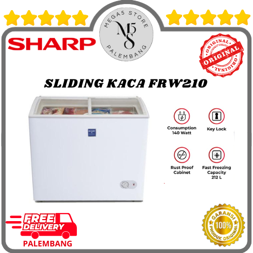 Chest Freezer Sharp FRW210 Freezer Box Kaca Lemari Slide Lemari Pembeku Sharp