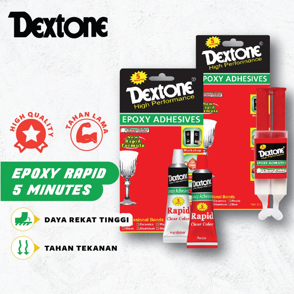 Dextone Lem Besi Epoxy Rapid Clear 30 Gr