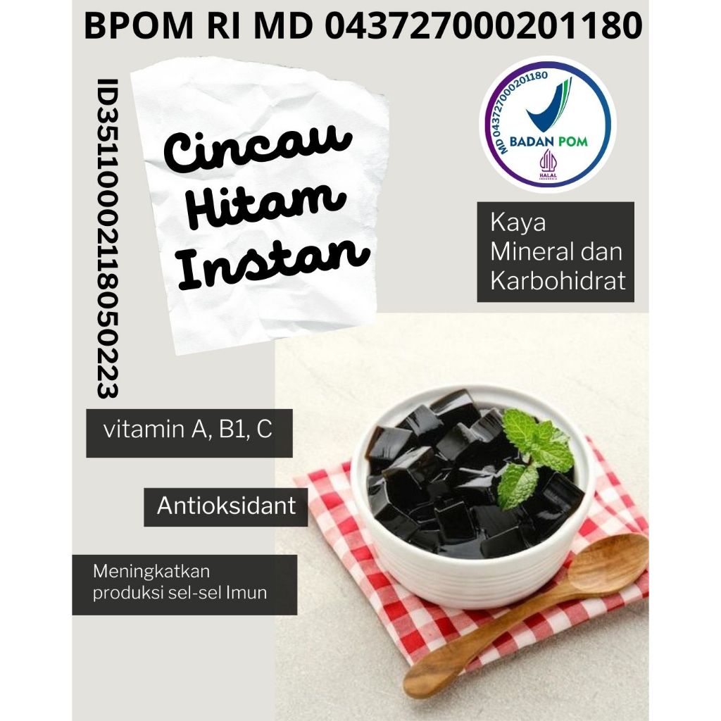 

JAMINAN MUTU..!! Cincau Hitam Instan Grass Jelly Cincau Hitam Kemasan Aluminium Foil 1 Kg