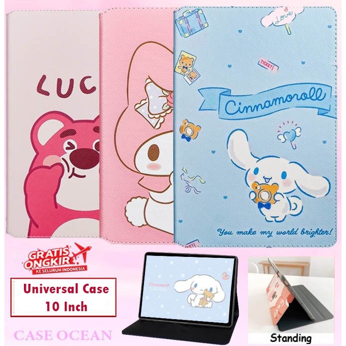 Olike EduTab Edu Tab E3 10 Inch Flip Leather Case Casing Book Cover Motif Cinnamoroll Lotso Melody A