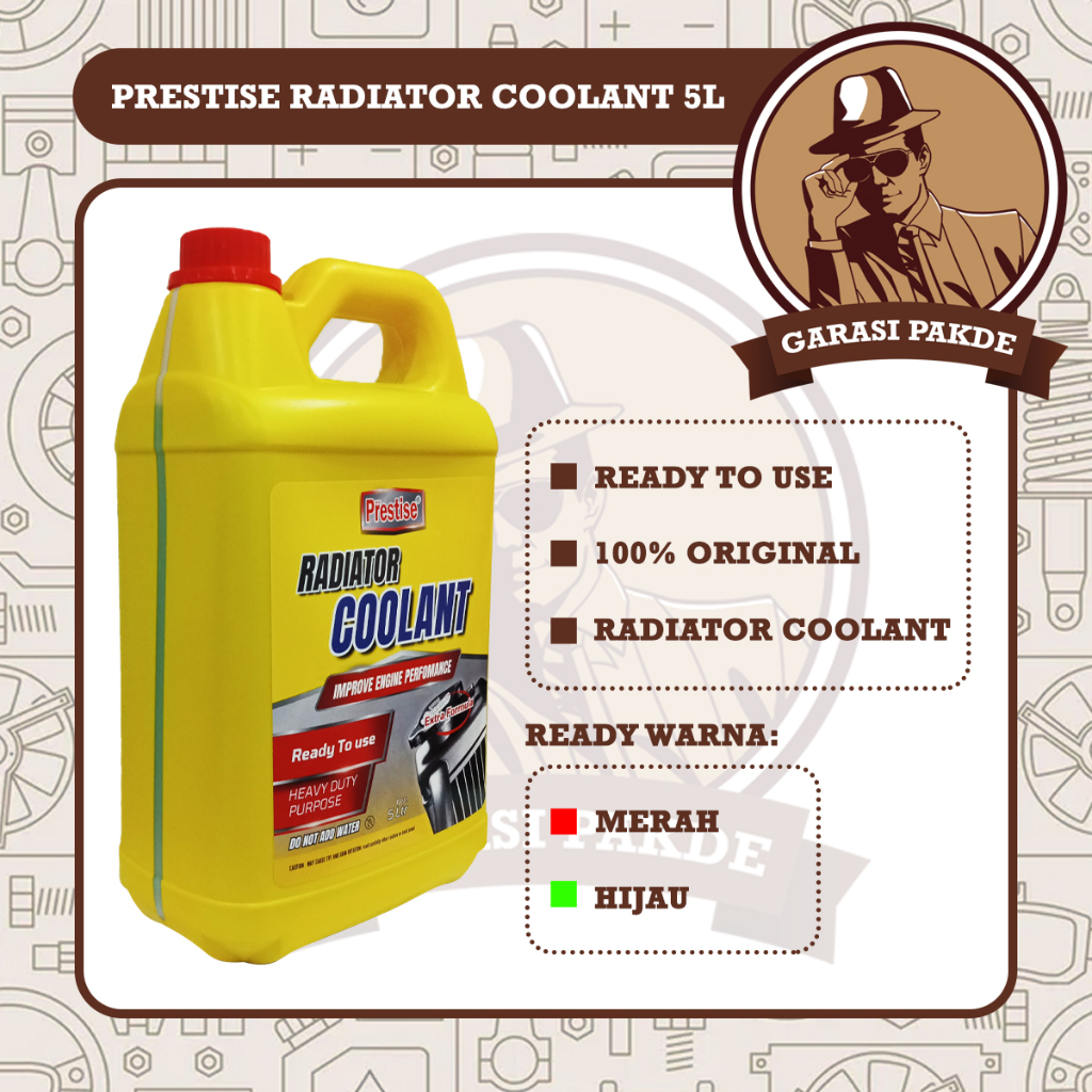 Prestise Radiator Coolant 5L Derijen - Air Radiator Motor Mobil Warna Merah Hijau Siap Pakai Origina