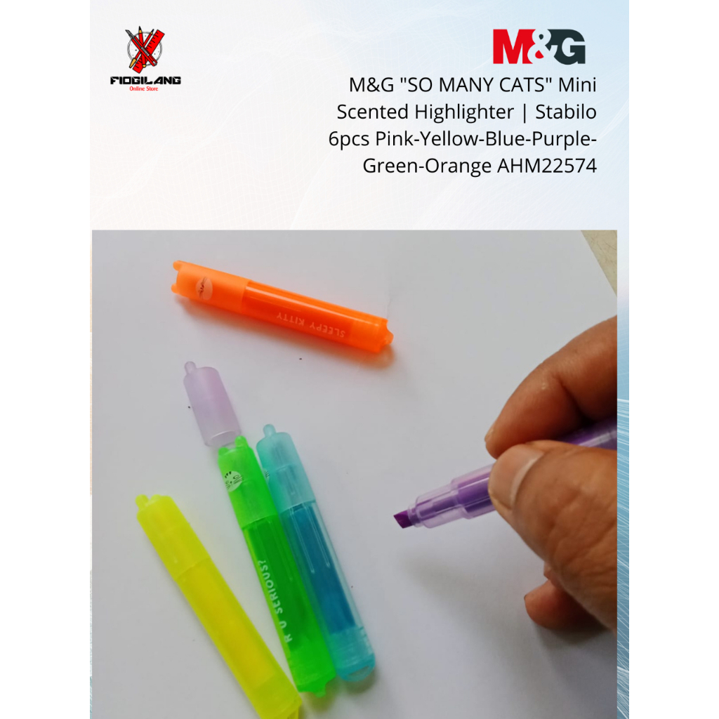 

M&G SO MANY CATS Mini Scented Highlighter | Stabilo | Penanda Tulis Lucu 6pcs AHM22574
