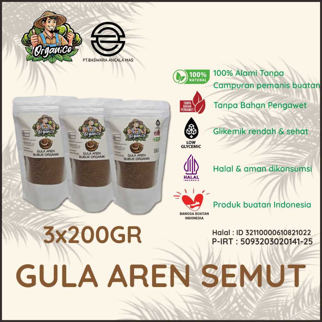 

ORGANICO Paket Hemat Gula Aren Semut Organik Premium 200gr-3pcs