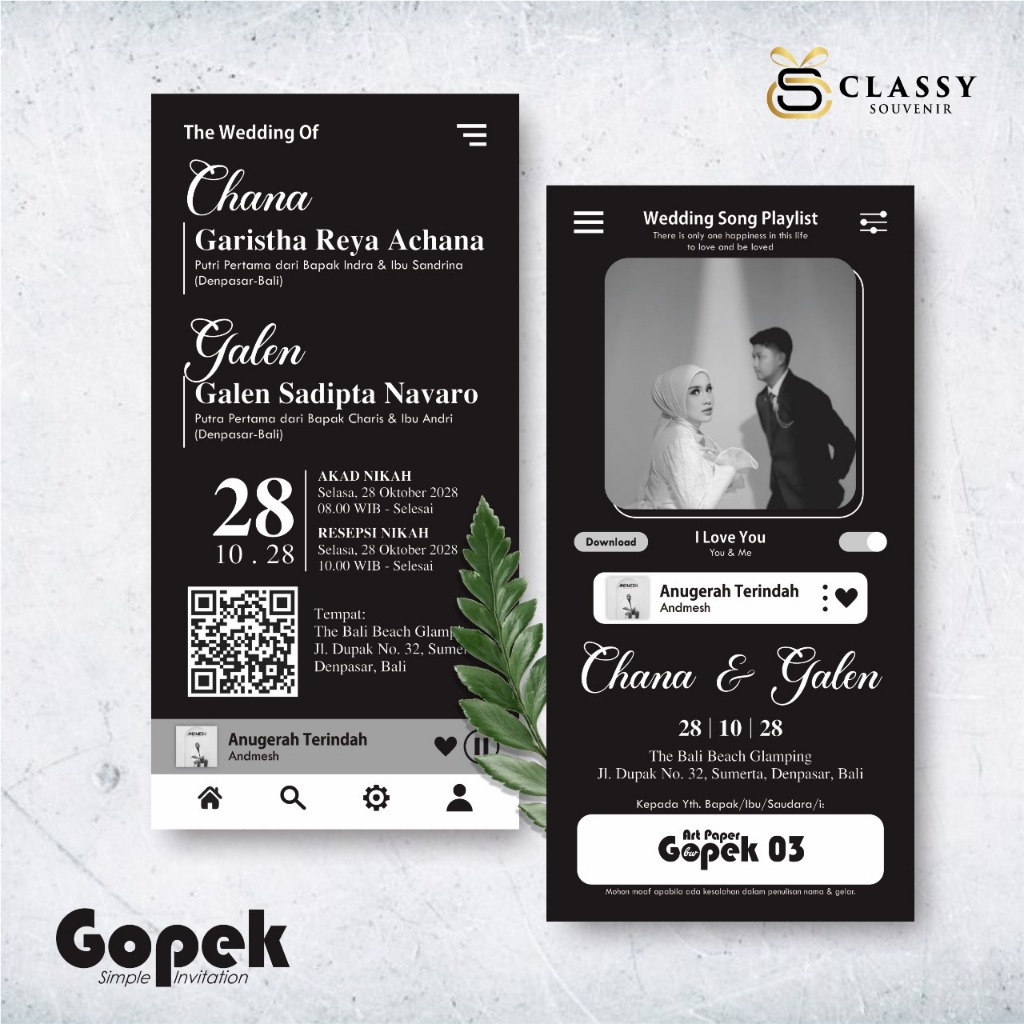 UNDANGAN PERNIKAHAN SIMPLE AESTHETIC - UNDANGAN NIKAH FOTO ELEGAN GOPEK BW  - ELEGAN INVITATION