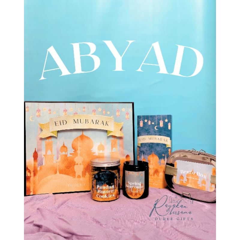 

ABYAD SET HAMPERS LEBARAN DUREE GIFTS COOKIES SCENTED CANDLE REED DIFFUSER BENTO BOX PARCEL LEBARAN