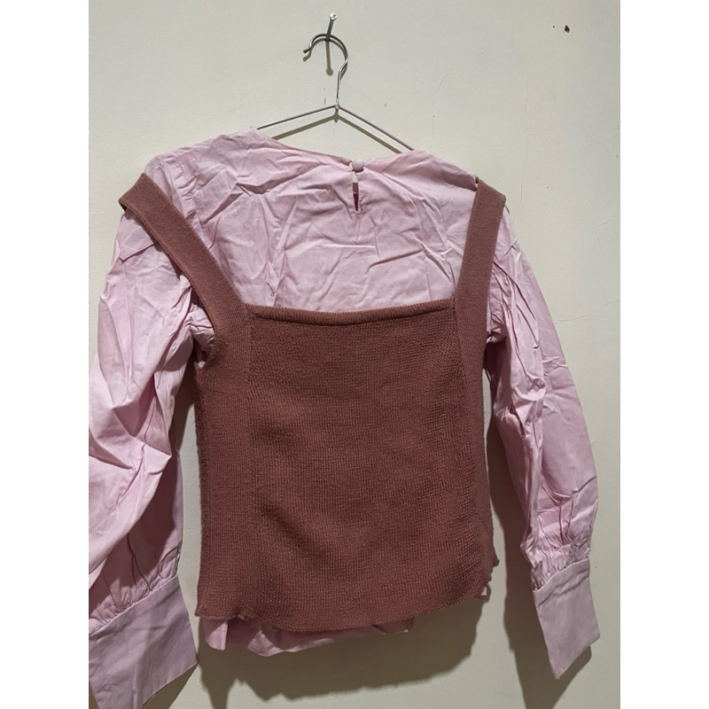 preloved blouse ninette pink free tanktop