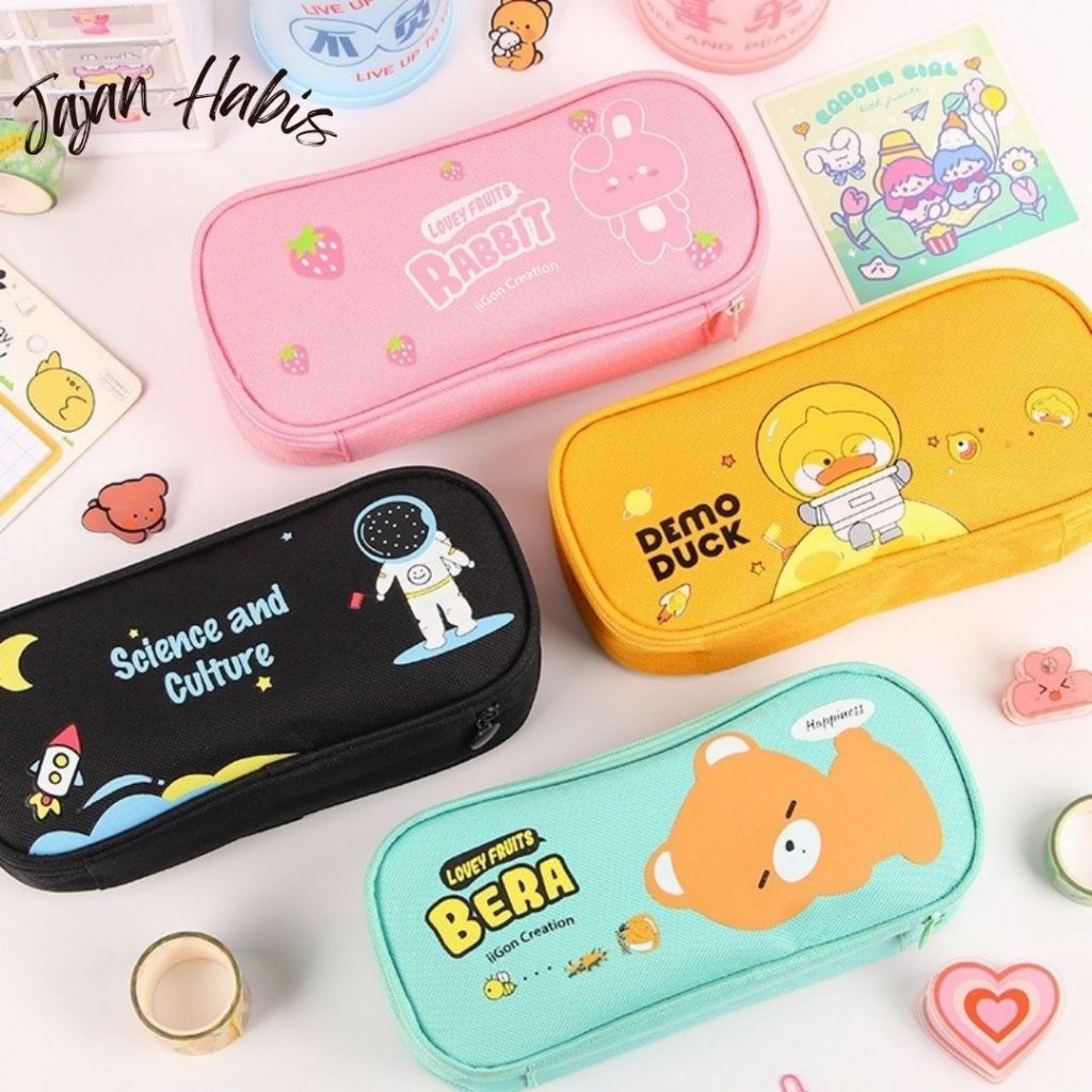 

JABIS Tempat Pensil Karakter Kartun Kotak Pensil Serbaguna Motif Animal Kotak Pensil Sleting Lucu Tempat Alat Tulis Perlengkapan Sekolah Kantor Double Layer Kotak Pensil Anak Perempuan Kapasitas Besar