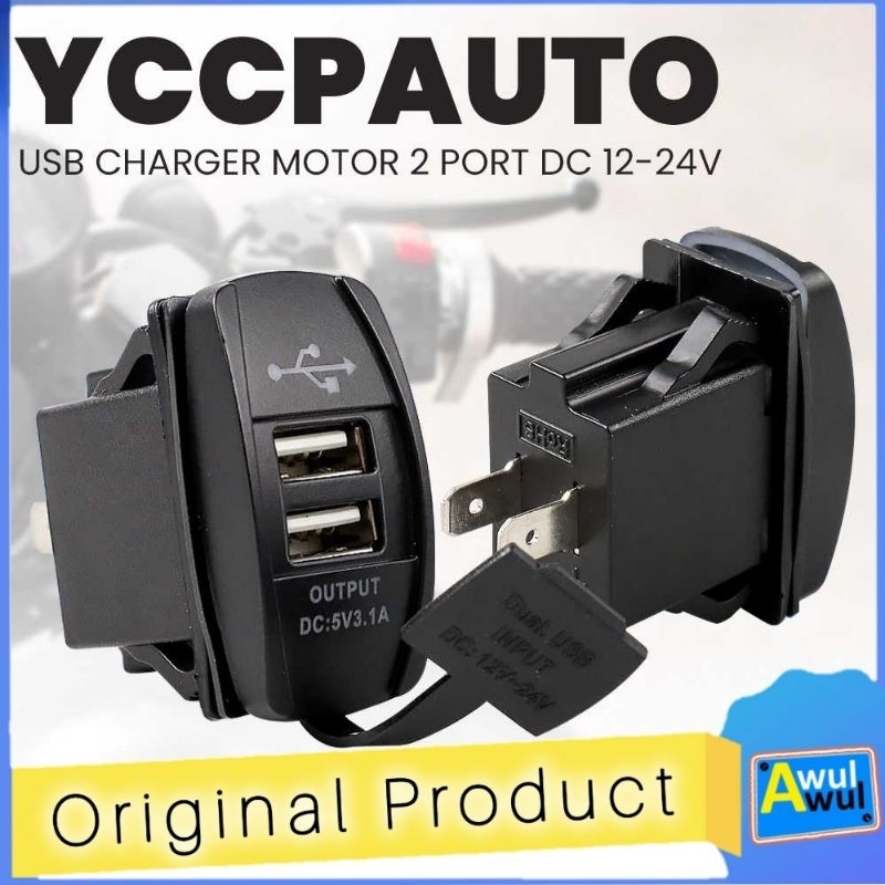 Colokan Cas HP Tambahan untuk Kendaraan Motor Mobil Truk Bus USB Charger Car Motorcycle 2 Port 3.1A 