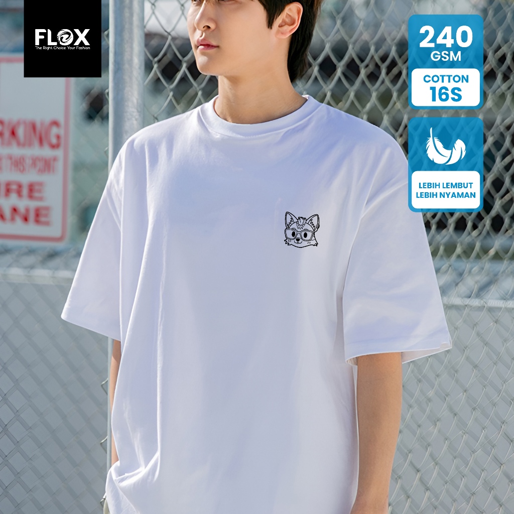 FLOX Kaos Oversize 16s Pria Lengan Pendek BASIC Flox Fox Unisex FBS 6