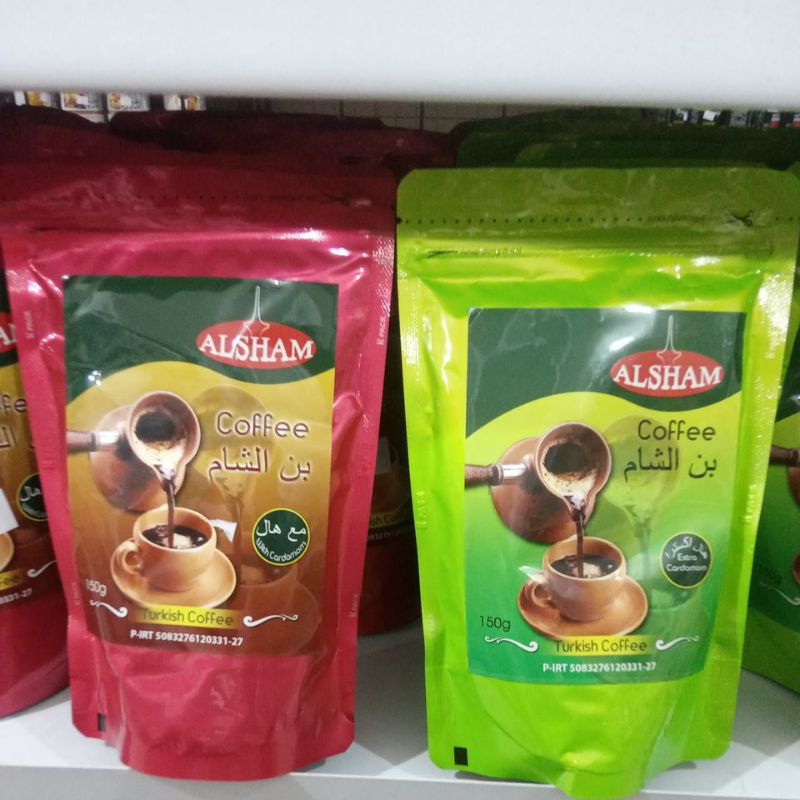 

Coffe AlSham Turkish Coffe varian whith Cardamon, Extra Cardamon berat bersih 150gr