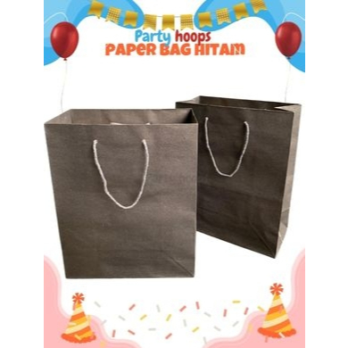 

1PCS Paper Bag Hitam Ukuran 20x25cm Tas Kertas Hitam Papper Bag Polos Warna Hitam Kalung